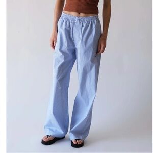 Saint Paradiso Boxer Pants in Blue Stripe. BRAND NEW Blue Striped Poplin Pants
